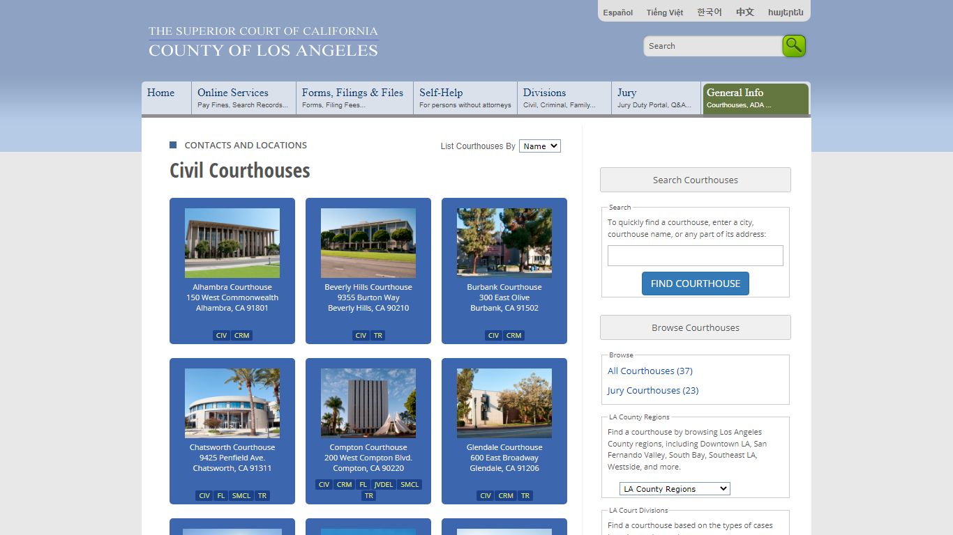 Courthouses in Los Angeles County - Contacts and Locations - LA Court