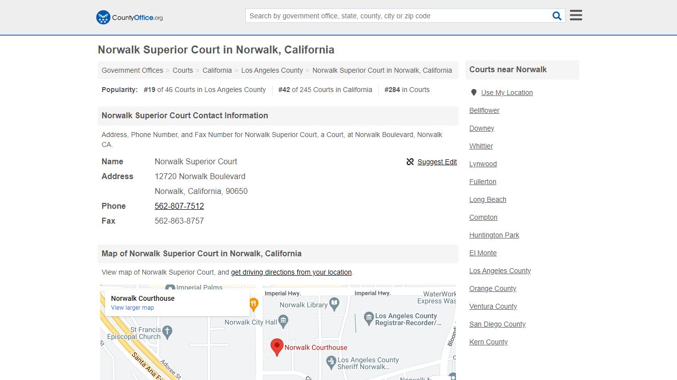 Norwalk Superior Court - Norwalk, CA (Address, Phone, and Fax)
