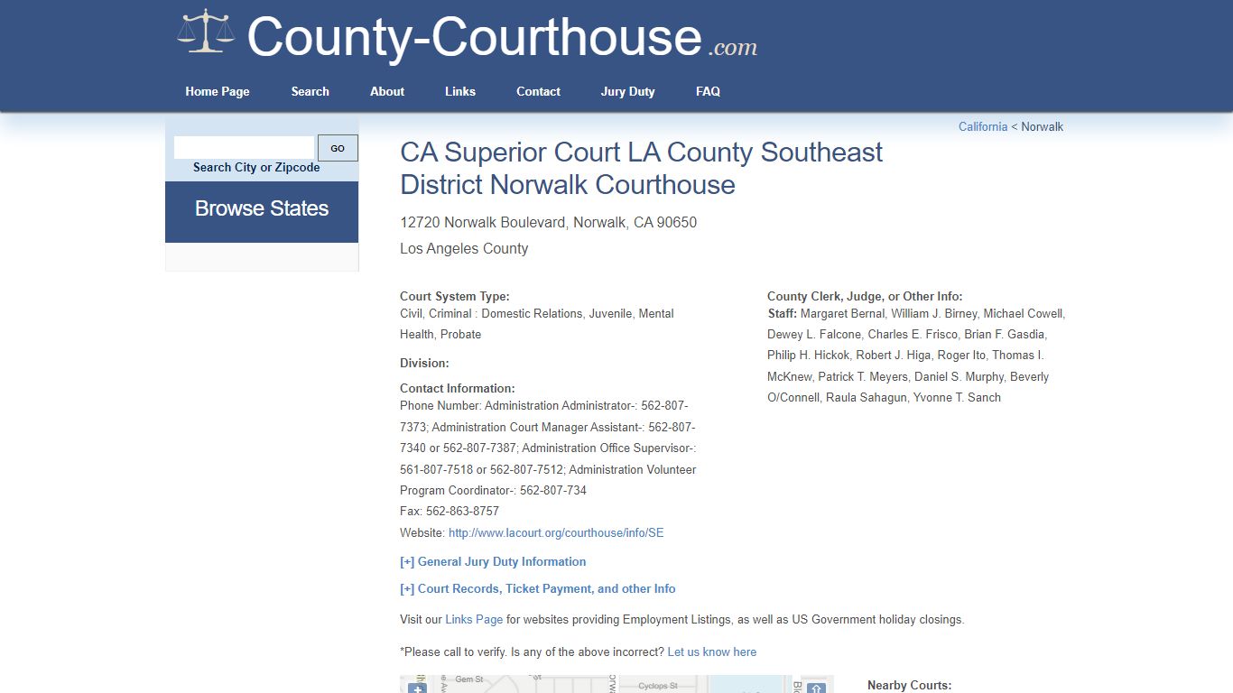 CA Superior Court LA County Southeast District Norwalk Courthouse